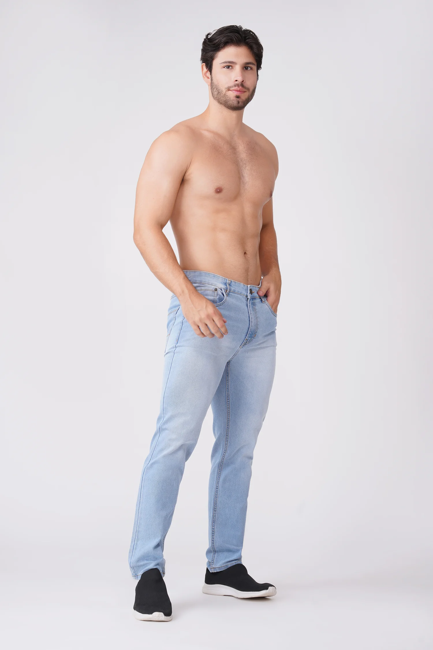 Men's Ice Blue Regular Fit Jeans S103 - Image 4